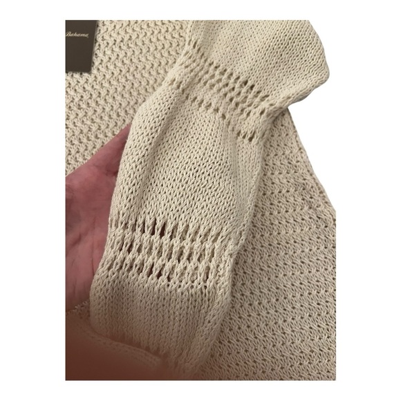 Tommy Bahama V-neck Open Knit Long Sleeve Lightweight Shark Bite Hem Pullover XL - Picture 4 of 10